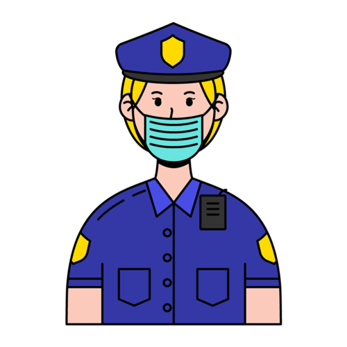 戴口罩警察漫画图片