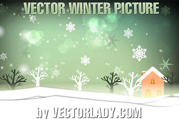 冬季雪景手绘背景图片