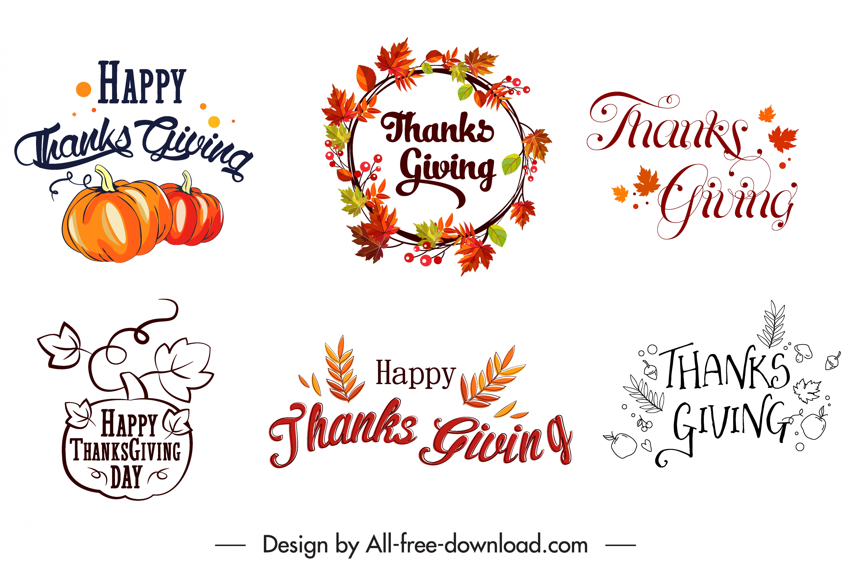 6款感恩节快乐字体装饰图片