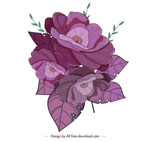 紫色花卉插画