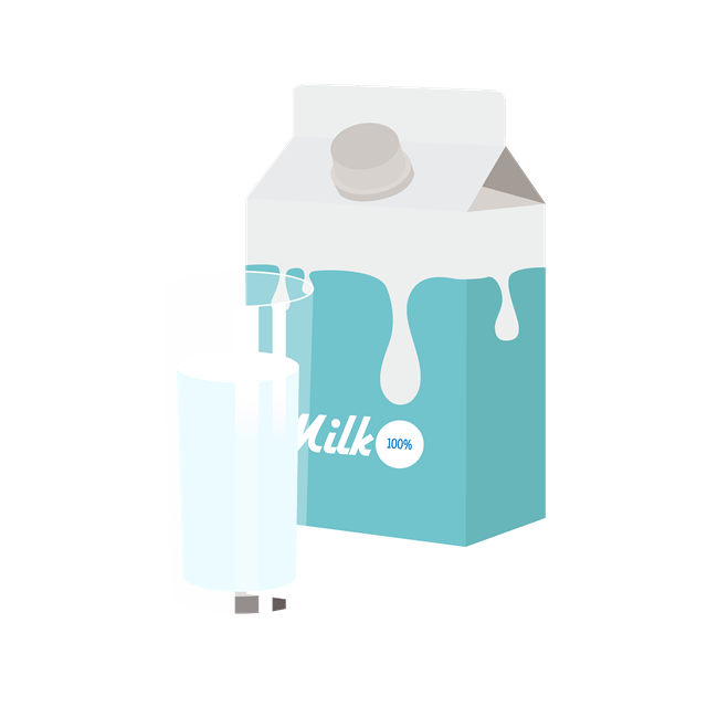 牛奶盒牛奶杯矢量图