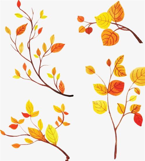 手绘秋天树叶装饰素材