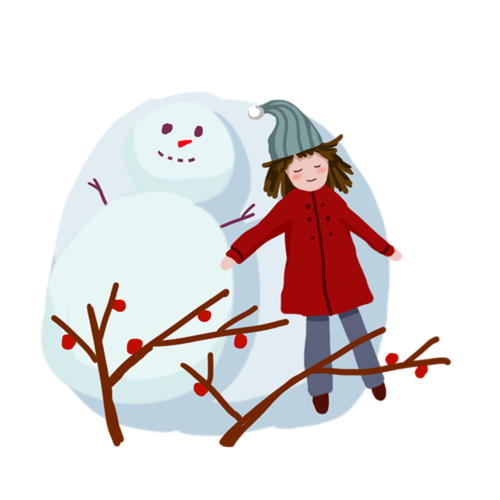 可爱卡通冬季雪人插图