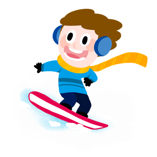 滑滑板的卡通人物插图