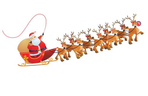圣诞节雪橇车手绘插画