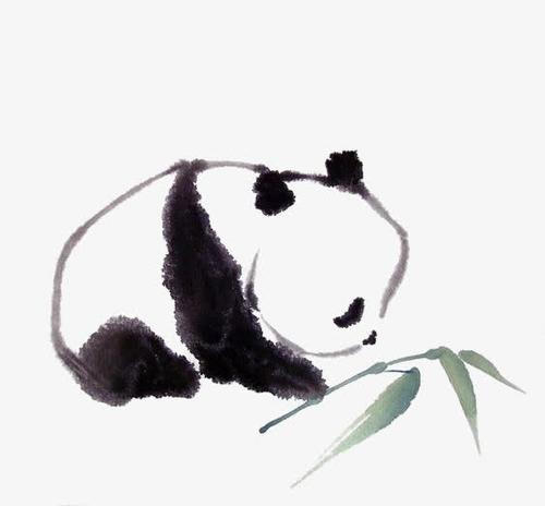 可爱水墨大熊猫图片