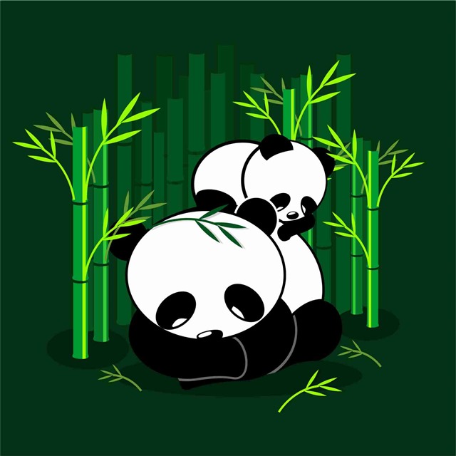 卡通熊猫手绘插画