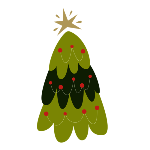 扁平化矢量绿色圣诞树
