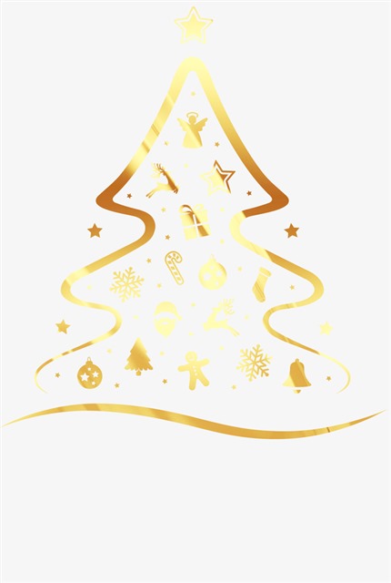 金色圣诞树漂浮元素
