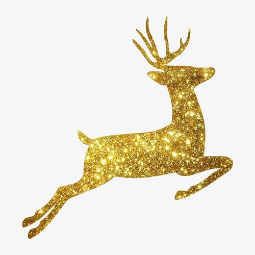 奔跑的金色圣诞麋鹿