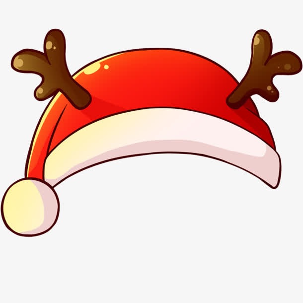 红色鹿角圣诞帽子免抠元素