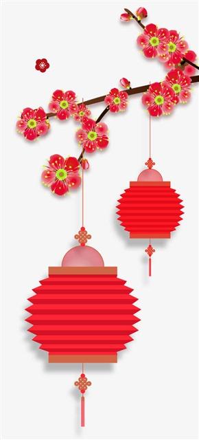 中国风灯笼梅装饰图片
