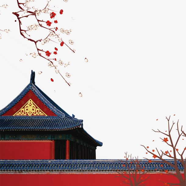 冬至中国风宫墙红梅