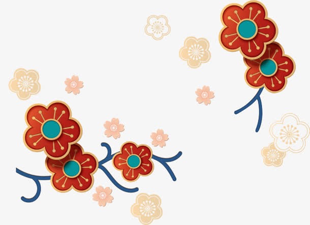 新年春节凹雕花纹