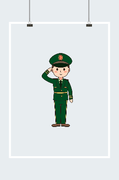 建军节军人形象卡通插画