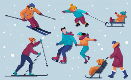 滑雪人物矢量图