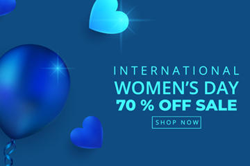 蓝色爱心国际妇女节促销海报矢量图