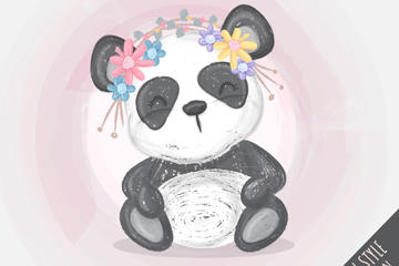 卡通熊猫手绘图片