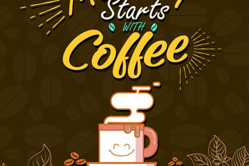 卡通早餐咖啡海报背景
