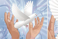 和平主题的手捧白鸽图片