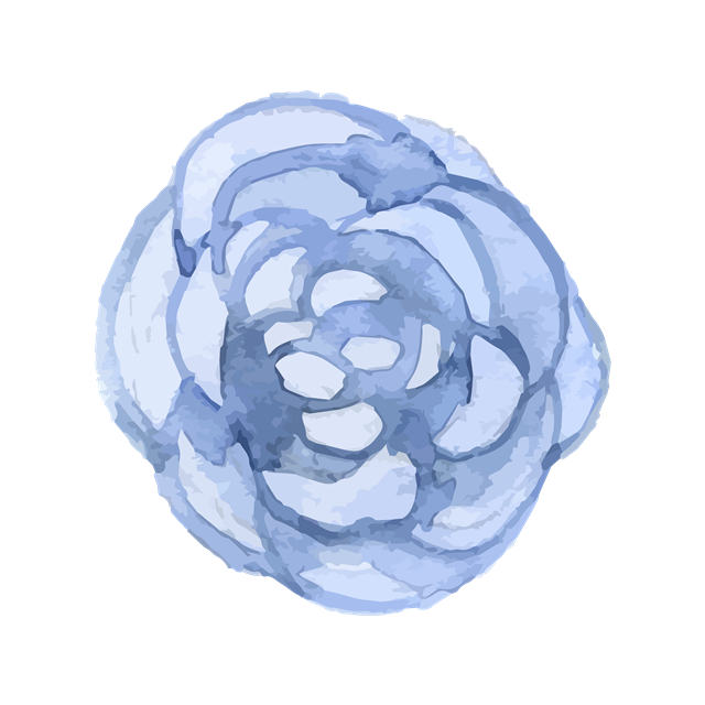 蓝色水彩花朵图片