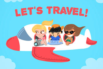 飞机旅游插画图片